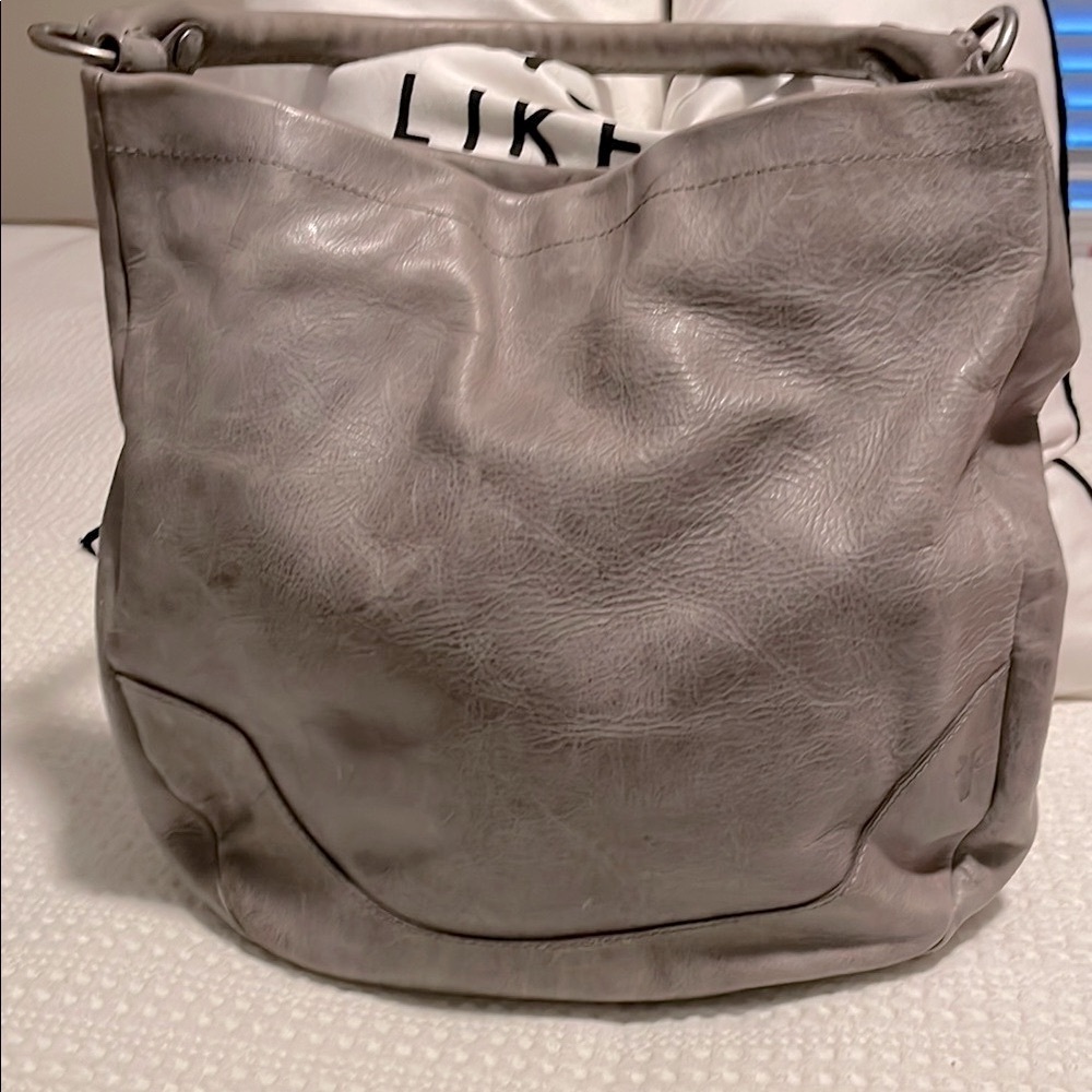Frye Gray Satchel with Slouchy Shape and Leather Material